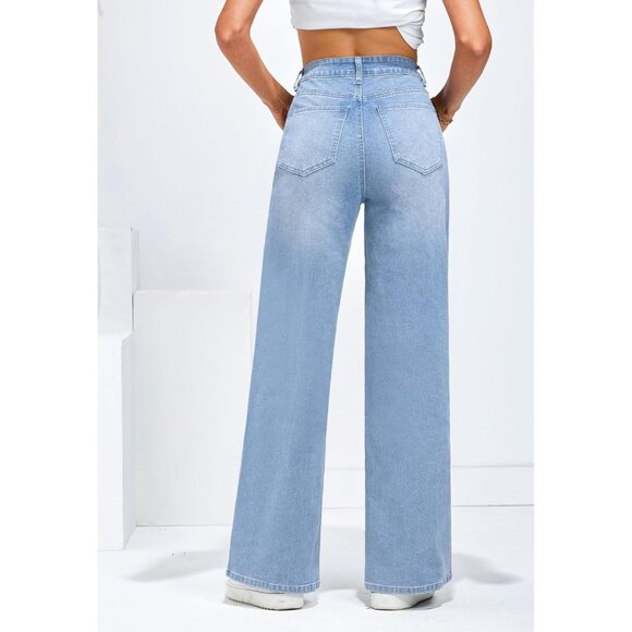 Wide Leg Jeans for Women Trendy High Waisted Stretchy Denim Pants 90s Baggy Jean - Picture 3 of 8